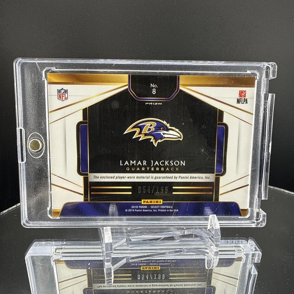 2018 Panini Select #8 Lamar Jackson Rookie Card RC Player Worn Jersey Patch /199